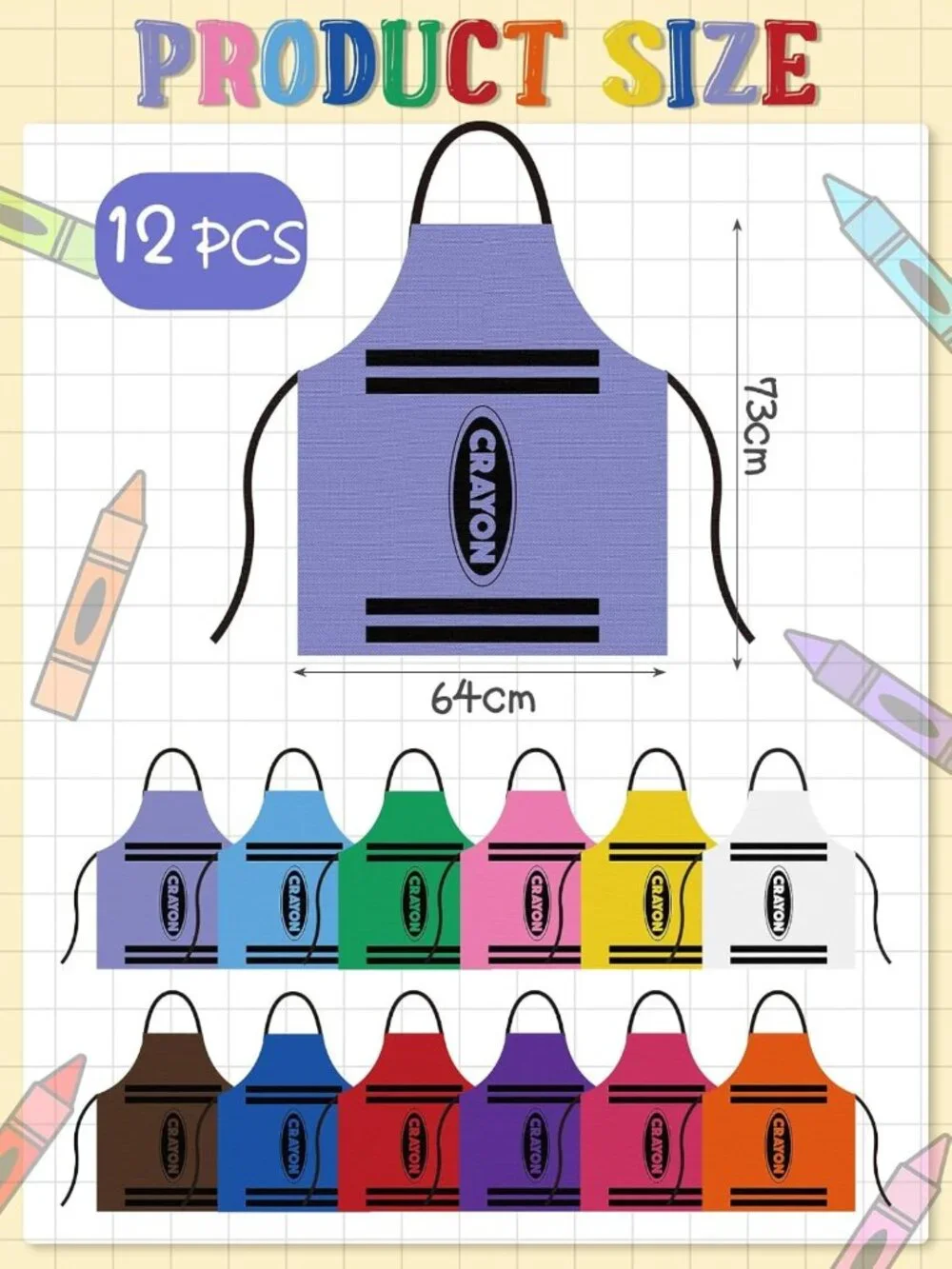 Colorful Crayon Costume for Adults - Fun Halloween Apron, Cone Hat & Dress
